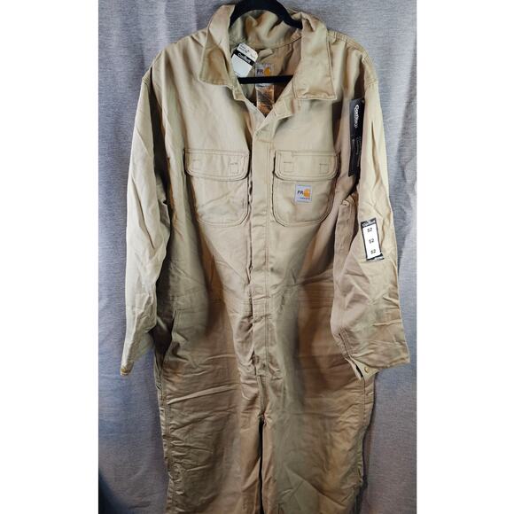 NWT Carhartt FR Coveralls Size 52, Cat. 2 Khaki Color Overalls Zip Fire Rated - Picture 1 of 11